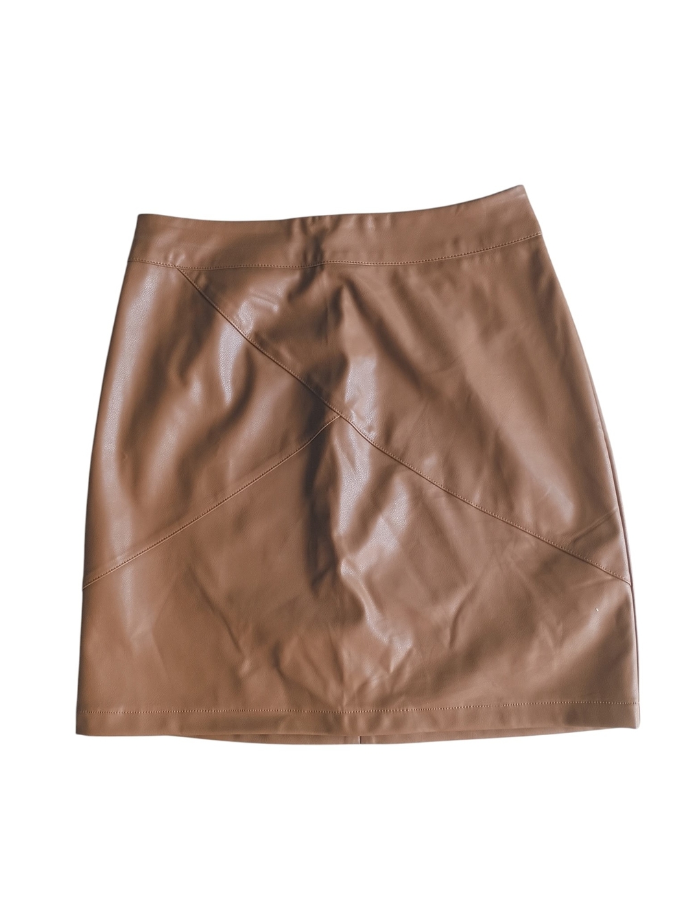 Mango Pop Faux Leather Brown Mini Skirt SZ XS